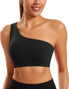 Smooth Sports Bras for Women One Shoulder Low Impact Asymmetrical Workout Tops Padded Yoga Right Shoulder Strap Bra