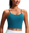 Smooth Scoop Neck Crop Tank Tops for Women Longline Workout Sports Bras Padded Yoga