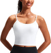 Smooth Scoop Neck Crop Tank Tops for Women Longline Workout Sports Bras Padded Yoga