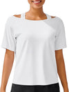 Ice Silk Women's Short Sleeve Workout Shirts Quick Dry Cold Shoulder Loose Fit Athletic Running Tee Tops