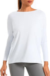 Ice Silk Boat Neck Long Sleeve Workout Tops for Women Loose Fit Athletic Running Gym Yoga Shirts