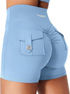 CoreFlex Scrunch Workout Shorts with Pockets for Women 4.5" High Waisted Cargo Gym Biker Shorts Tummy Control Yoga