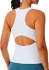 Womens Workout Tops Open Back Racerback Tank Tops Sleeveless Yoga Athletic Running Shirts