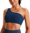 Smooth Sports Bras for Women One Shoulder Low Impact Asymmetrical Workout Tops Padded Yoga Right Shoulder Strap Bra