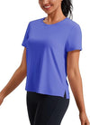 Ice Silk Women's Short Sleeve Workout Shirts Loose Fit Side Slits Athletic Tee Tops