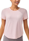 Ice Silk Short Sleeve Women's Workout Shirts Loose Fit Side Slits Athletic Tee Tops