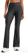 Satin Silk Flare Yoga Pants for Women High Waisted Glossy Lightweight Workout Bootcut Leggings