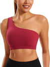 Smooth Sports Bras for Women One Shoulder Low Impact Asymmetrical Workout Tops Padded Yoga Right Shoulder Strap Bra
