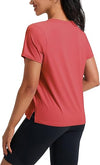 Ice Silk Women's Short Sleeve Workout Shirts Loose Fit Side Slits Athletic Tee Tops