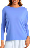 Ice Silk Boat Neck Long Sleeve Workout Tops for Women Loose Fit Athletic Running Gym Yoga Shirts