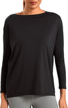 Ice Silk Boat Neck Long Sleeve Workout Tops for Women Loose Fit Athletic Running Gym Yoga Shirts