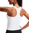 Smooth Workout Tops for Women Yoga Racerback Longline Padded Workout Tank Tops with Built in Bra