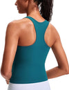 Smooth Workout Tops for Women Yoga Racerback Longline Padded Workout Tank Tops with Built in Bra